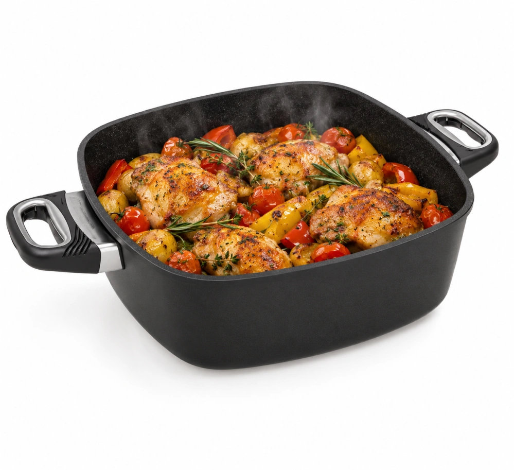 AMT Gastroguss titanový hranatý hrnec / pekáč 28×28×9 cm BESTPAN LOTAN induction