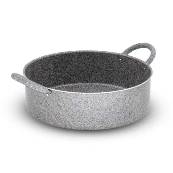 Velkoobjemová pánev s povrchem kamene 40 cm včetně skleného víka 14 cm hluboká