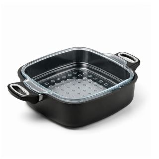 SKK Excelent Titan-Diamant: Čtvercový hrnec 28×28/8 cm s parní vložkou (bez poklice)