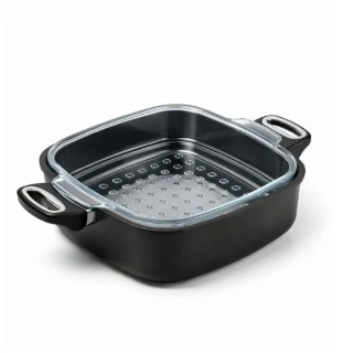 SKK Maestro Indukční hranatý titanový kastrol 28×28/8 cm s parní vložkou (bez poklice